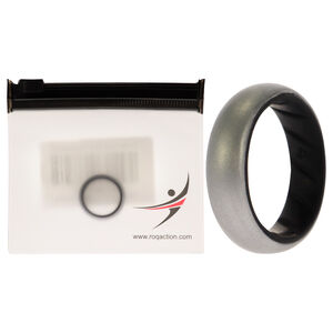 Silicone Wedding BR Solid Ring - Black-Silver by ROQ for Women - 4 mm Ring